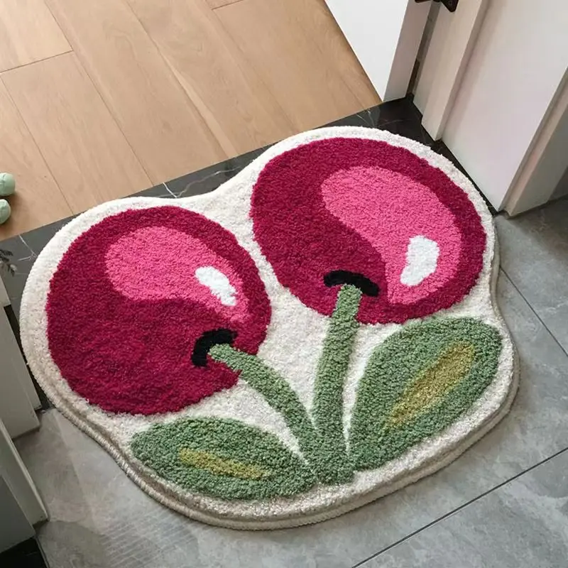 

Anti-Slip Cherry Floor Carpet, Cute Cartoon Mat, Kitchen Mat, Bedroom Entrance Doormat, Hallway Rug