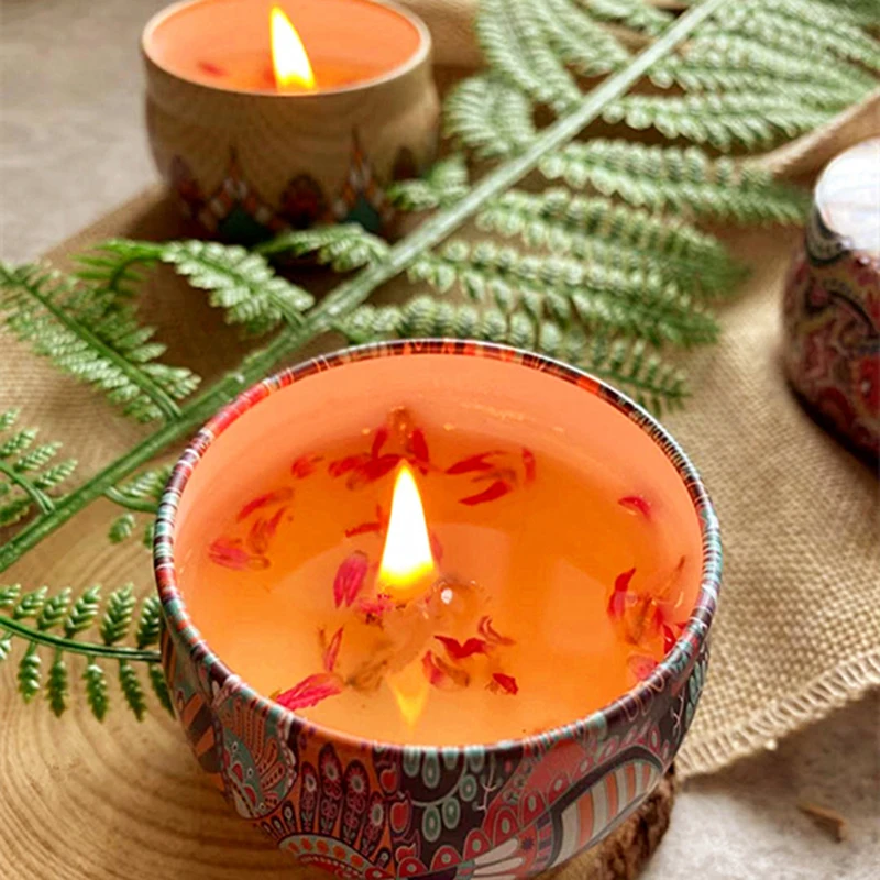 Scented Candles Jar Vintage Flower Candle Jars Soy Wax Fragrance 20 Kinds Scents Wedding Birthday Gift Home Decoration