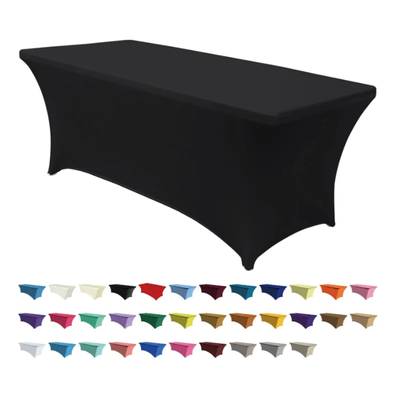 

Stretch Spandex Table Cover Fitted Table Clothes for 4/6/8 Foot Rectangle Tables, Black Table Cloths for Home Parties