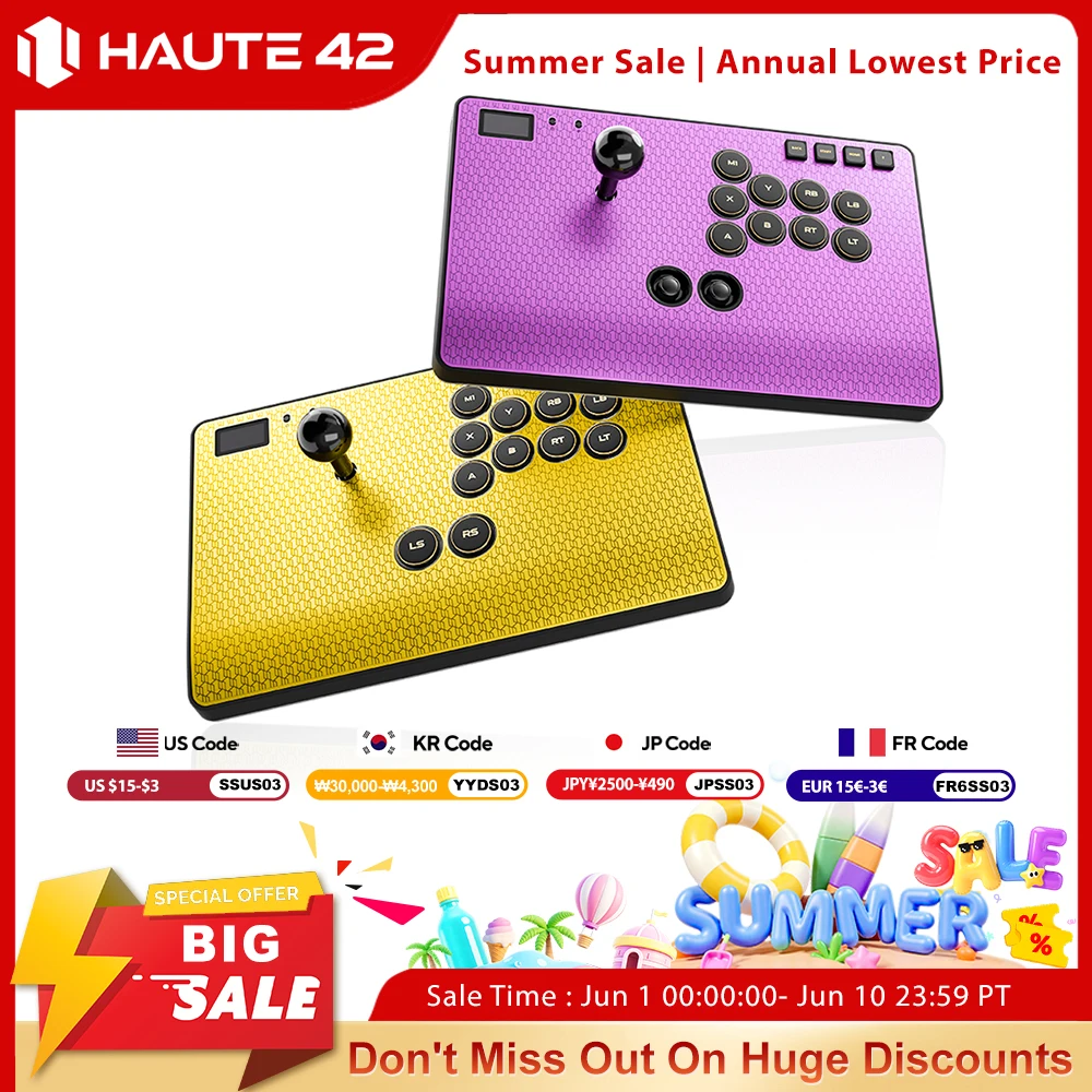 Controlador de Arcade Magnético Haute42 C-AS de Aleación de Aluminio CNC, Joystick Hitbox para PC/PS4/PS5/XBOX, Controlador sin Palanca, Fightstick