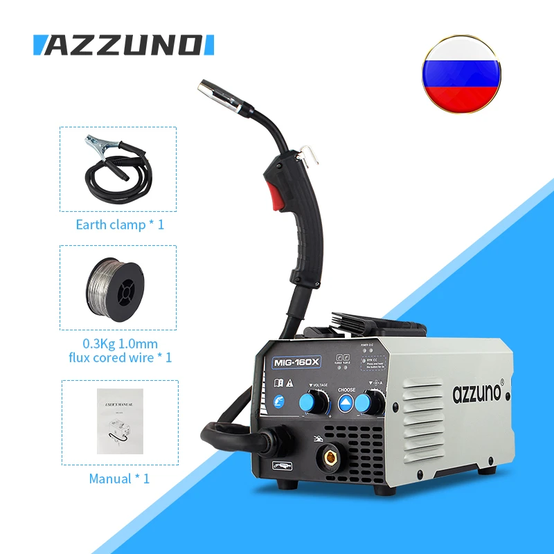 AZZUNO MIG160X Semiautomatic Non Gas Welding Machine With Flux Cored