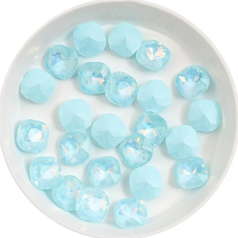 100pcs 8mm 지방 광장 네온 모카 네일 다이아몬드 멀티 컷 크리스탈 지적 바닥 네일 쥬얼리 슈퍼 스파클링 다이아몬드 액세서리