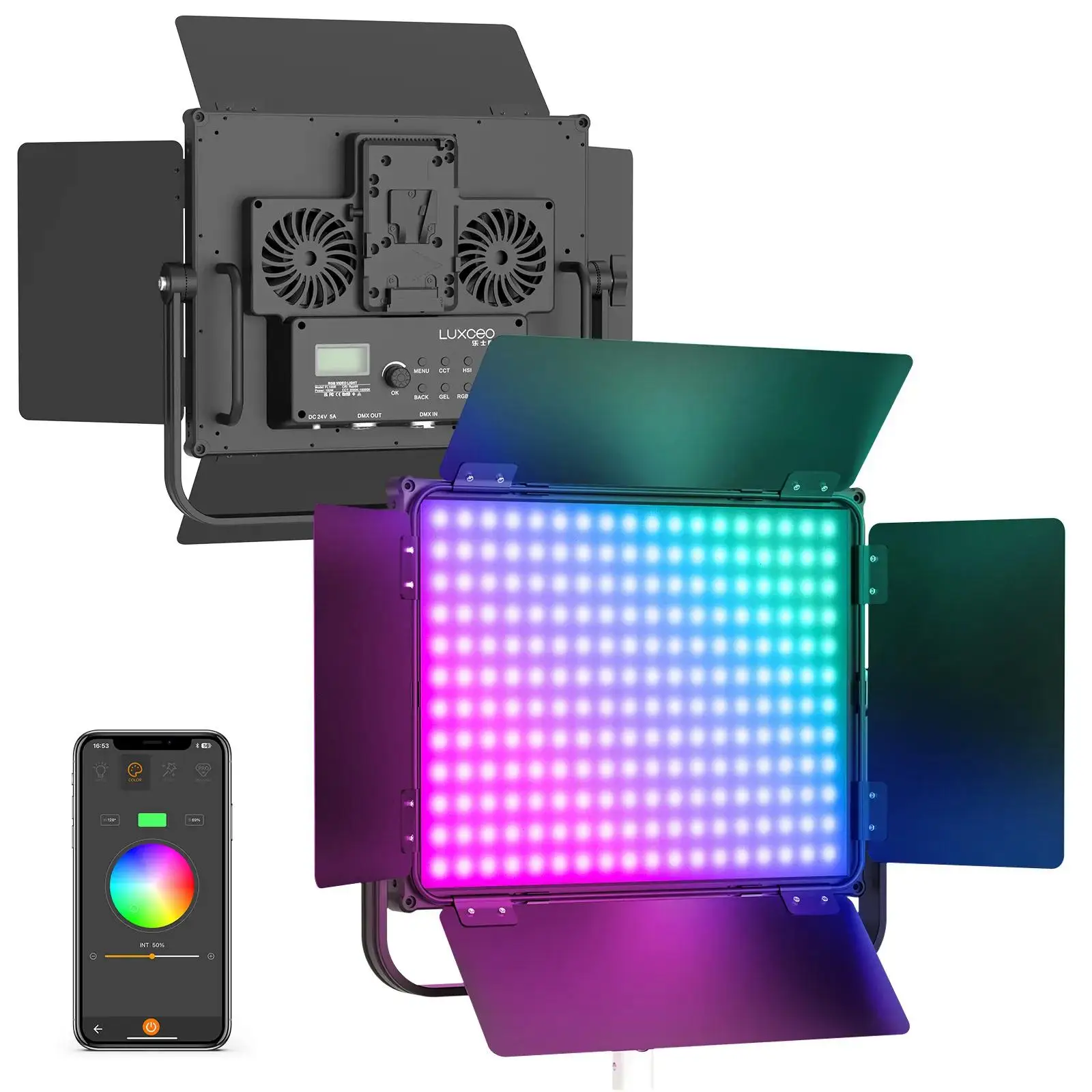

LUXCEO FL100R RGB видеопроекционная панель 100 Вт 2000 лм 10000-K управление через приложение для фотостудии