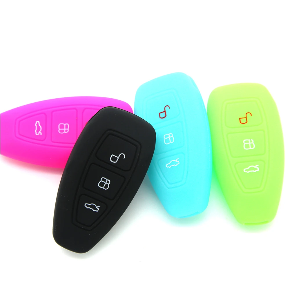 3 Button Silicone Car Key Case Cover For Ford Focus 3 MK3 Mondeo Fiesta Kuga Escape Ecosport 2013 2014 1Pc key case cover,key case,car key shell