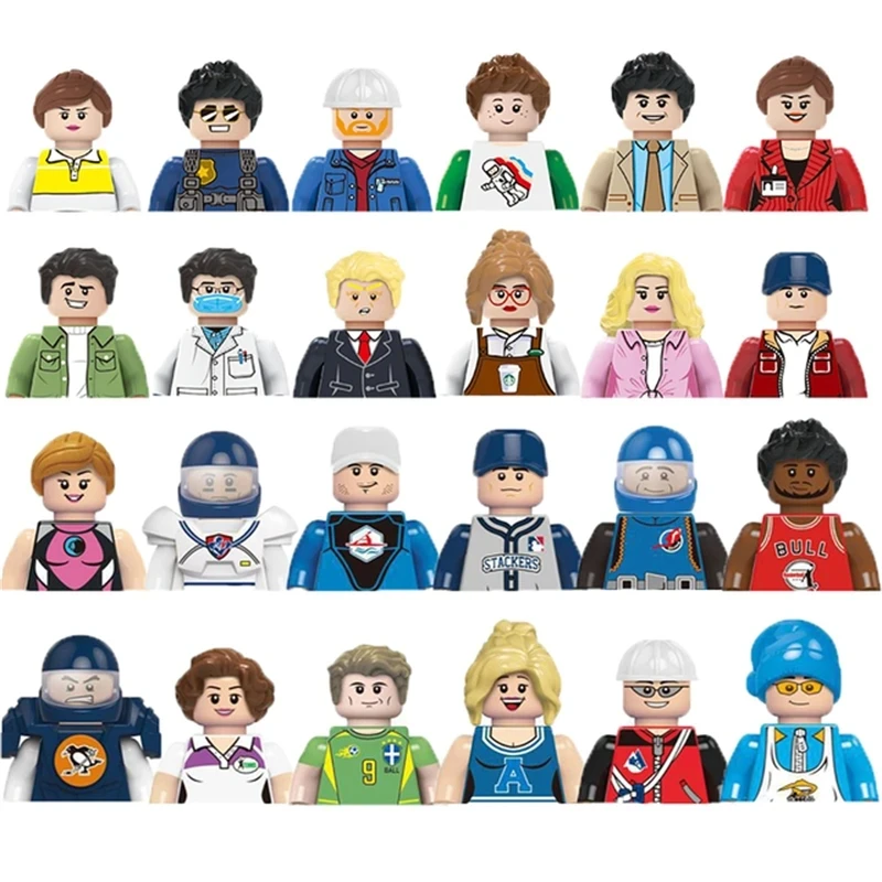 Kids 3D Family Figures Set Building Blocks City Worker Fireman Doctor Dolls Bricks Educational Toys For Children Birthday Gift 5