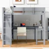 Full Size Loft Bed with Desk and Shelf - Gray 2