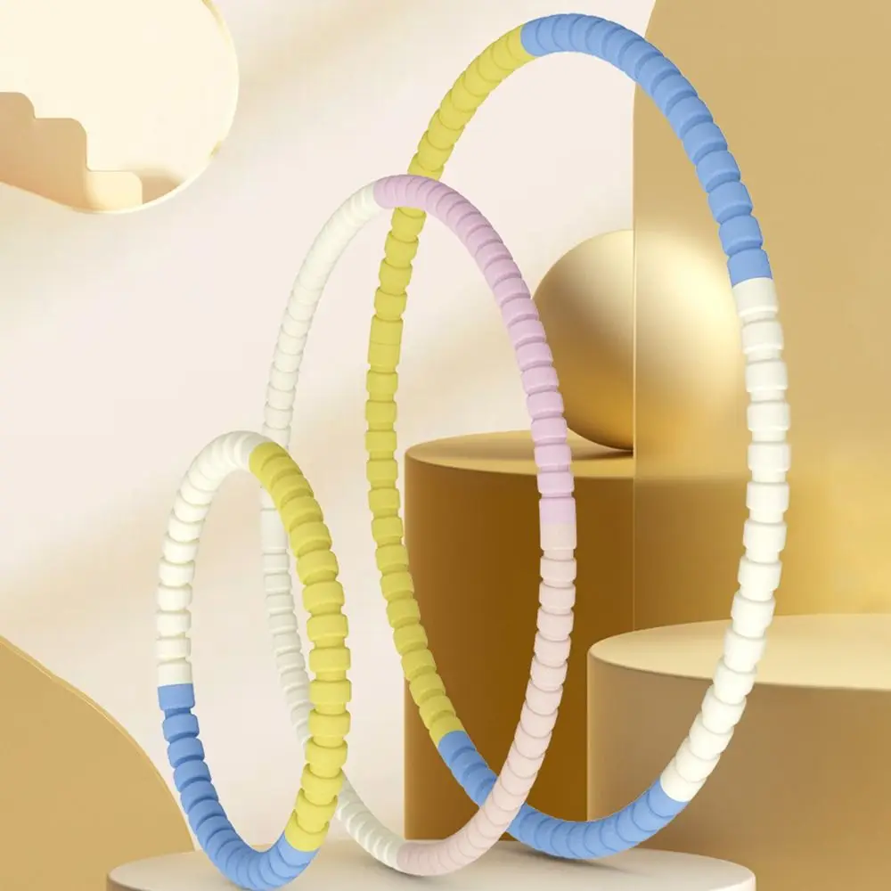 Portable Detachable Yoga Fitness Hoops Foam Padded Adjustable Weight Loss Circle Soft Massage Weighted Exercise Hoops Burning
