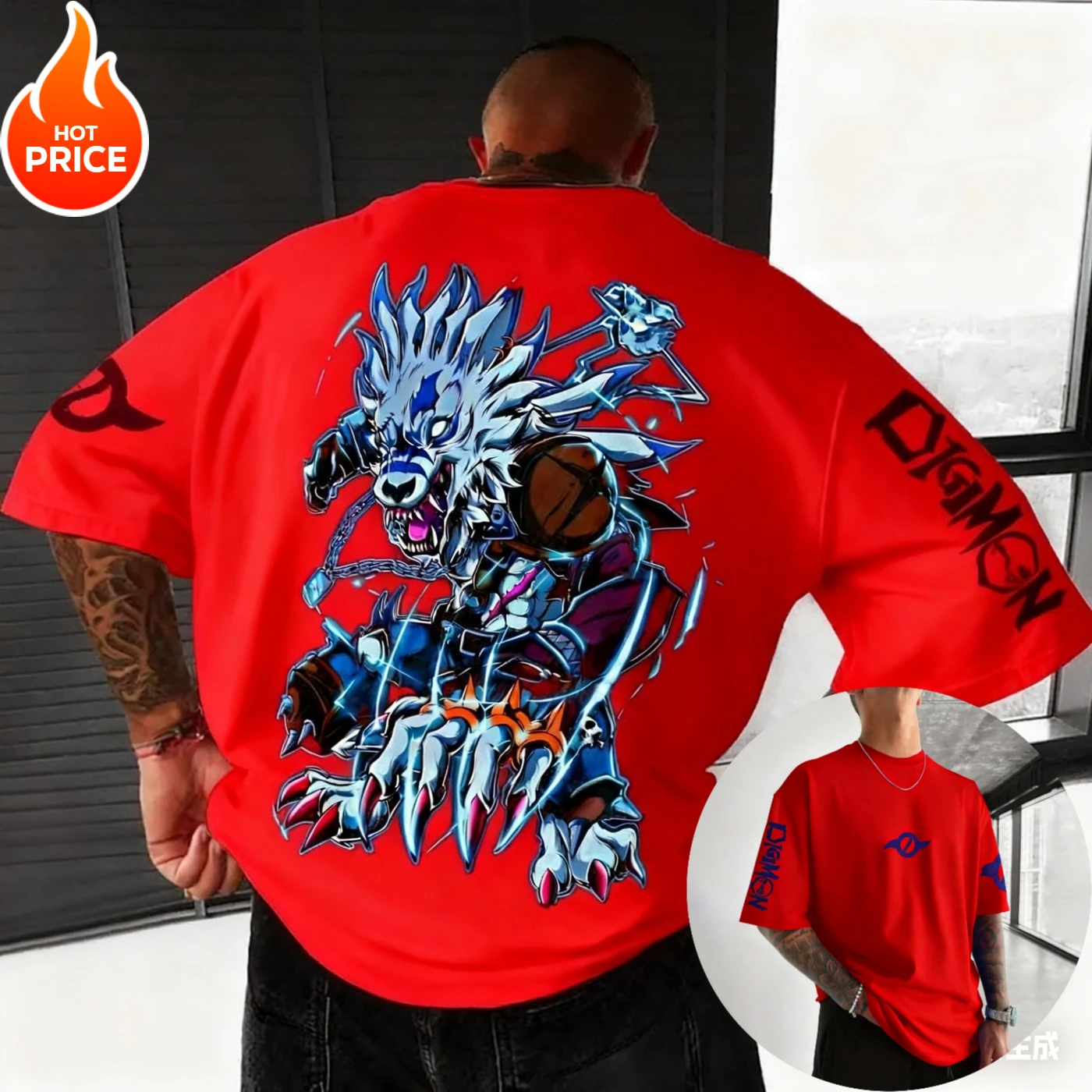 Digimon Anime Garurumon 2025 New Harajuku Men Vintage Summer T