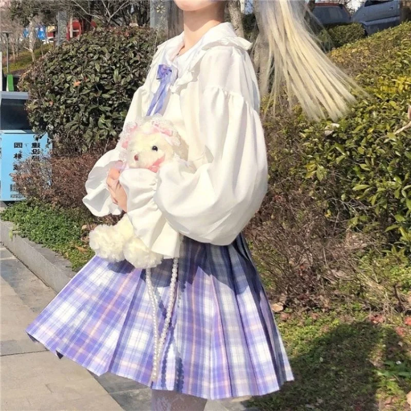 Japanese Sweet Shirt Lolita Blouses Kawaii Doll Collar Long Sleeve Student Jk Uniform