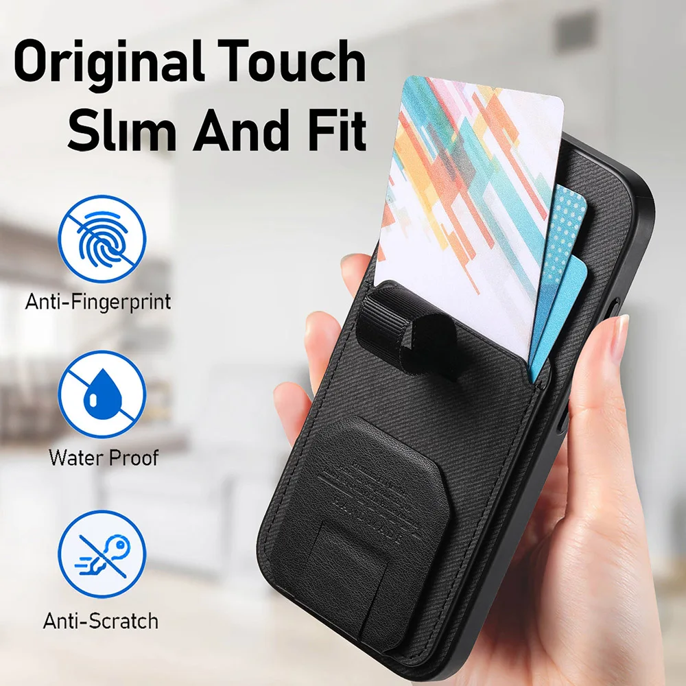 Non-Slip Grip Smartphone Case with Card Holder and Stand