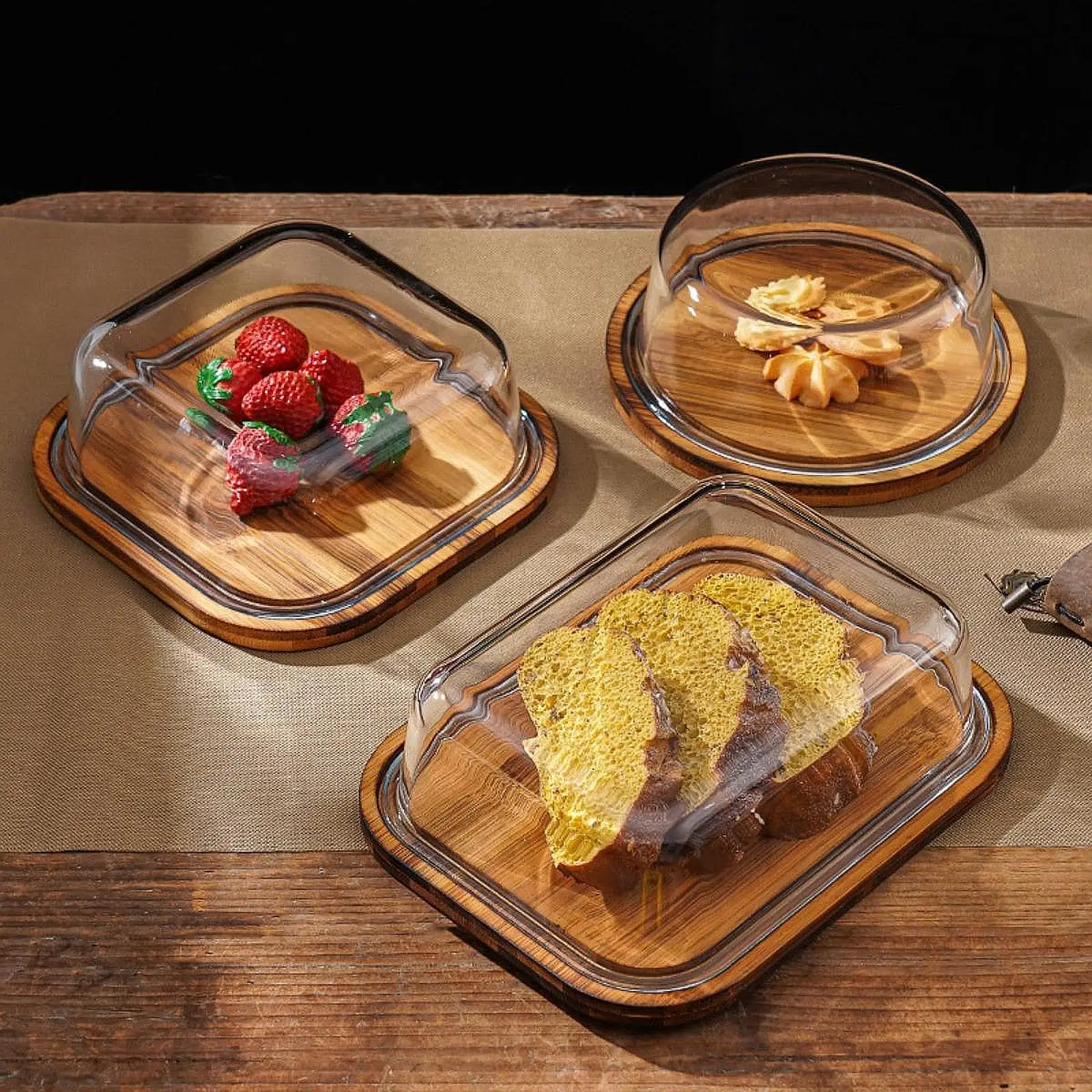 Glass Cover Butter Box Butter Storage Box Cheese Dessert Cover Kitchen Fresh-keeping Dessert Snack Dish