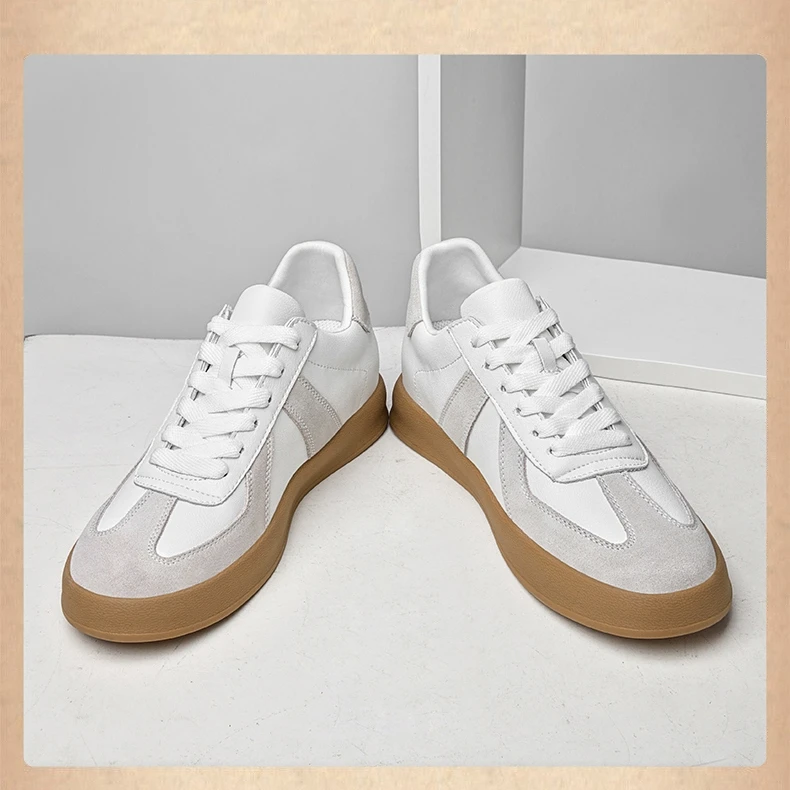 Elevator Sneakers For Women&Men Shoes Genuine Leather Height Increasing Shoes Lace Up Trainers Ladies Flat Shoes For Men