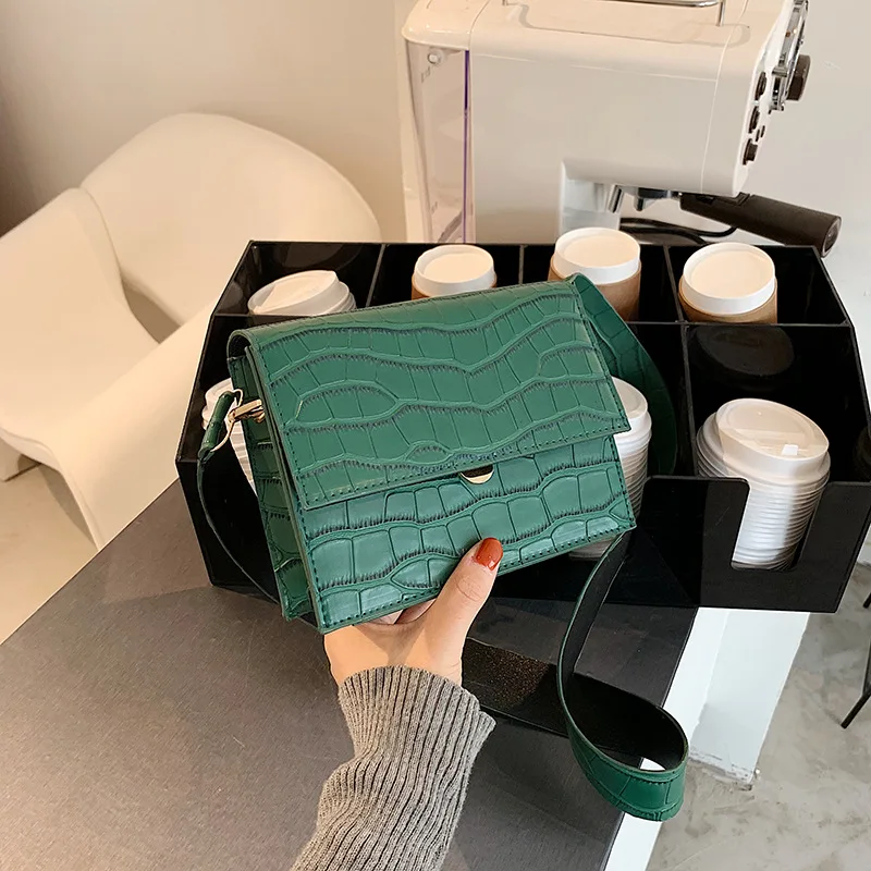 Alligator Pattern PU Leather Crossbody Bags For Women Small Messenger Bag Lady Flap Shoulder Bag Luxury Handbag and Purse bolso