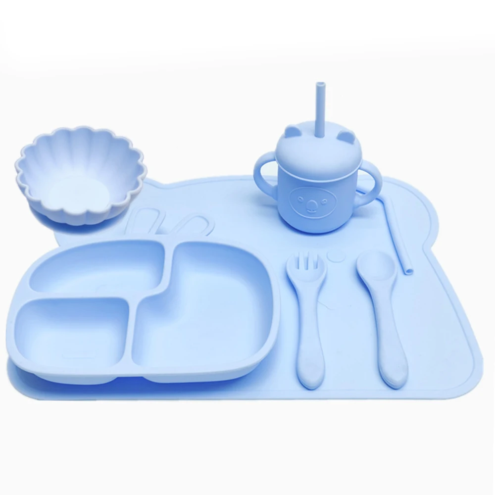 Children's tableware with suction cupsChildren's dinner platesAutonomous eating training bowls and trays 6