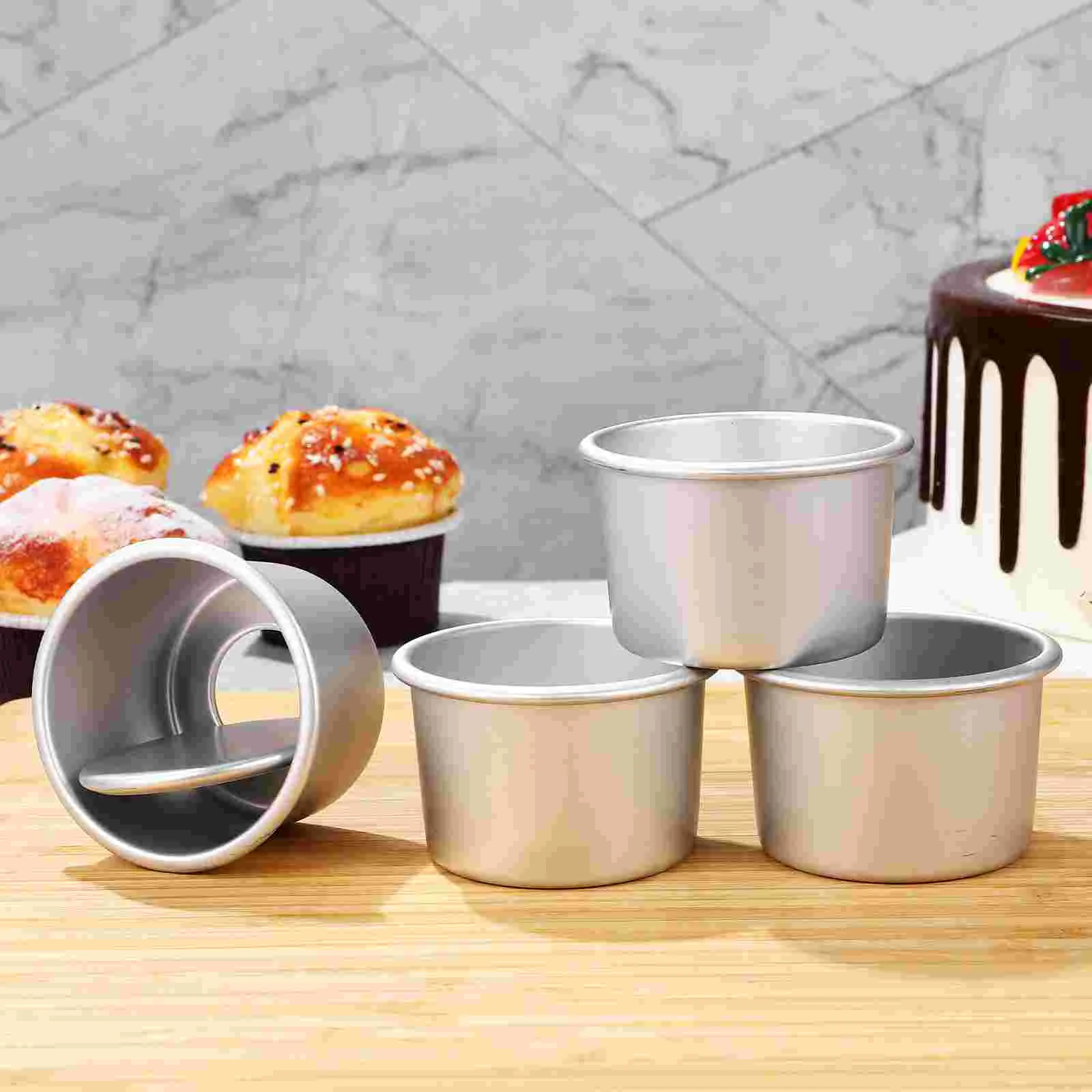 

Aluminum Small Cake Pans Round Mini Cheesecake Pans With FixedRemovable Bottom Cake Mould Bake Pans for Party Picnic