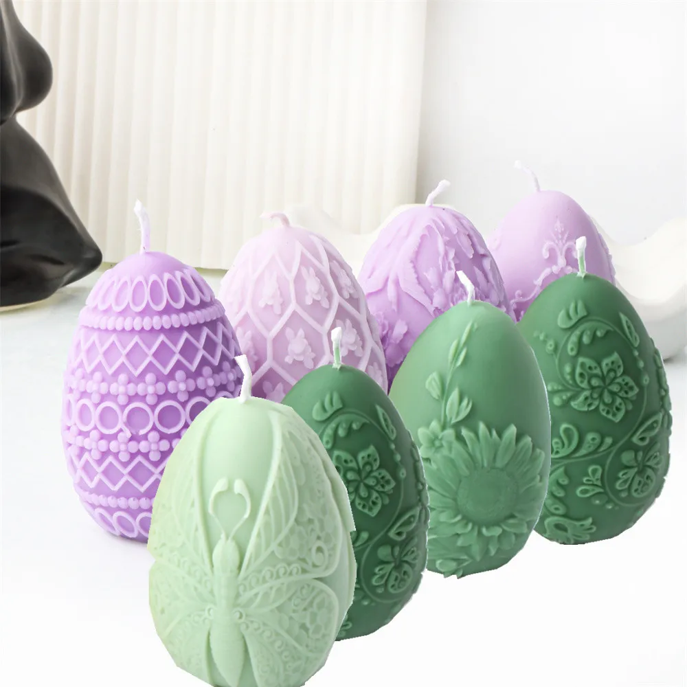 Aromatherapy Candle Mold Silicone Mold Silicone Candle Molds Silicone Candle Mold Candle Mold Easter Day Gift Egg Candle Making Silicone Mold Festival Embossed Butterfly Eggs Resin Epoxy Mould Sunflower Rose Soap Wax Tools