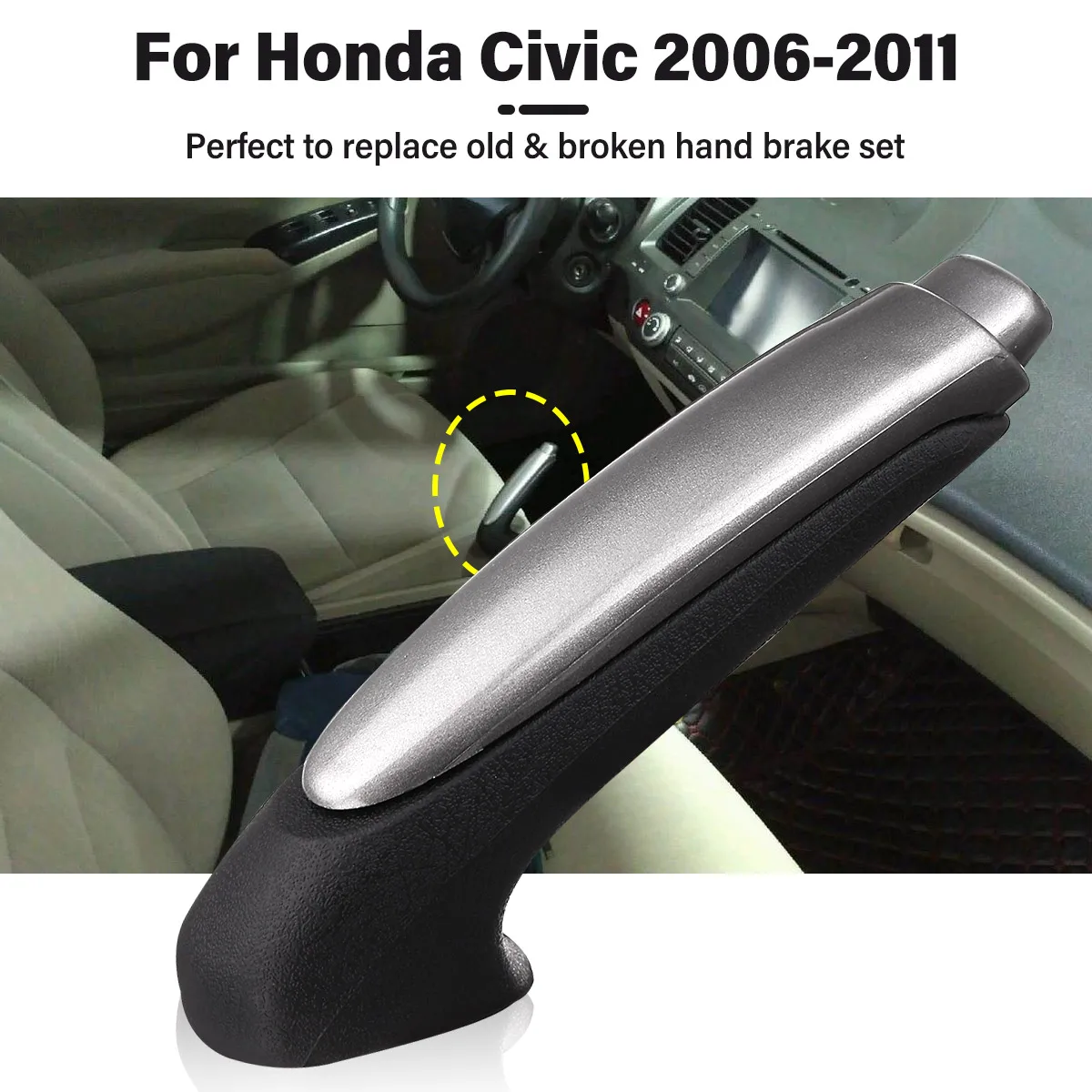without XW-SSGPJ Black Emergency Car Interior Parking Hand Brake Handle Lever Grip Cover For Honda For Civic 2006-2011 