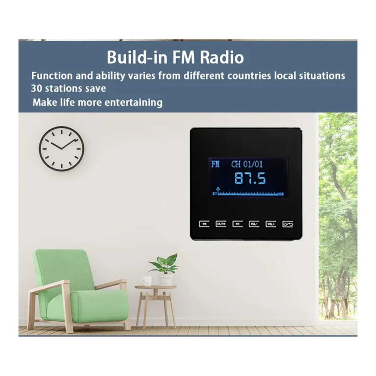 FUFU 86 블루투스 미니 홈 배경 음악 시스템은 FM TF 블랙용 벽걸이 형 앰프 터치 키와 호환됩니다.