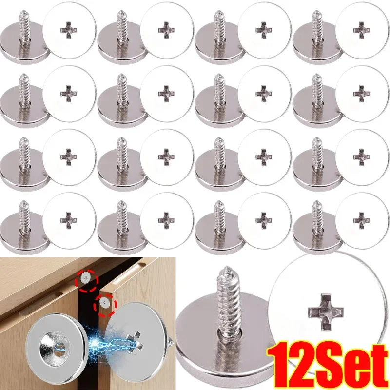 12/1Set Cabinet Door Magnet Small Round Metal Magnetic for Wardrobe Hidden Closing Magnetic Door Catch Closer Furniture Hardware magnetic cabinet catches,door catches,magnetic cabinet latches,cabinet door latch