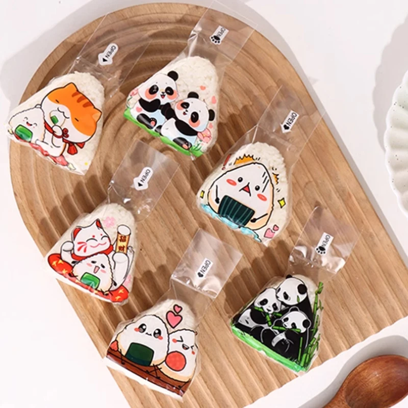 50/100Pcs 일본식 삼각형 쌀볼 일회용 포장 가방 노리 오니기리 스시 가방 스..
