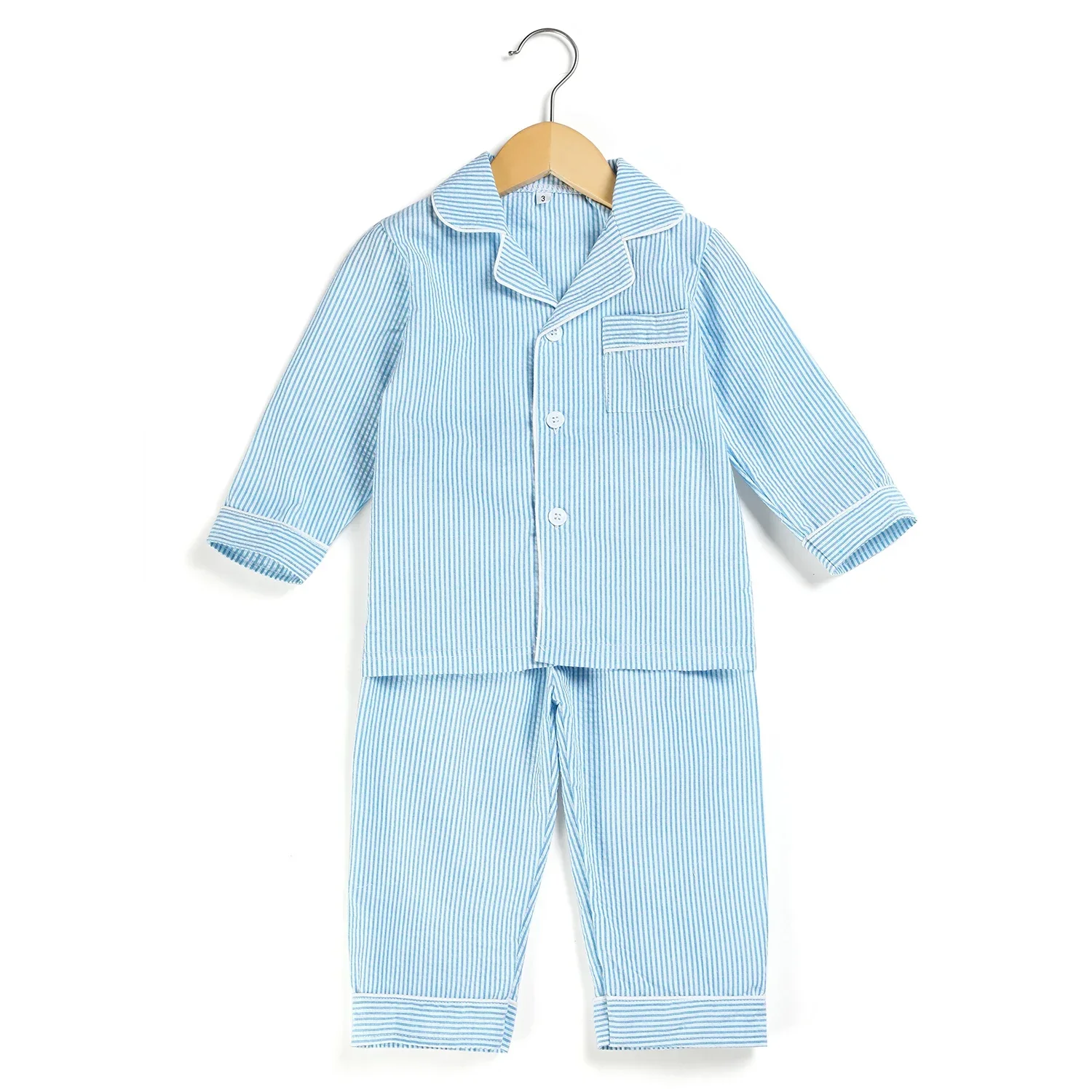 100% Cotton Seersucker Kids Pajama Set 6