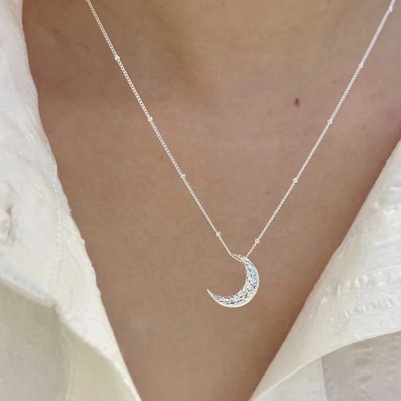 S925 Elk Moonstone Pendant Necklace with Clavicle Chain