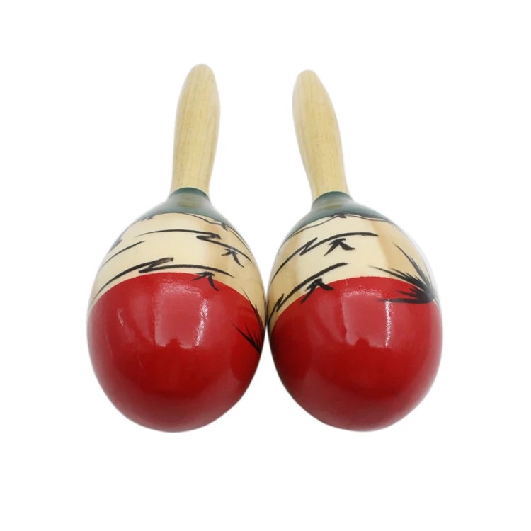 Description Picture 5 of item1Pair Colour Wood Maracas Wooden Tropical Party Percussion Shakers Wooden Sand Hammer Musical Party Child Baby Shaker Toy Gifts