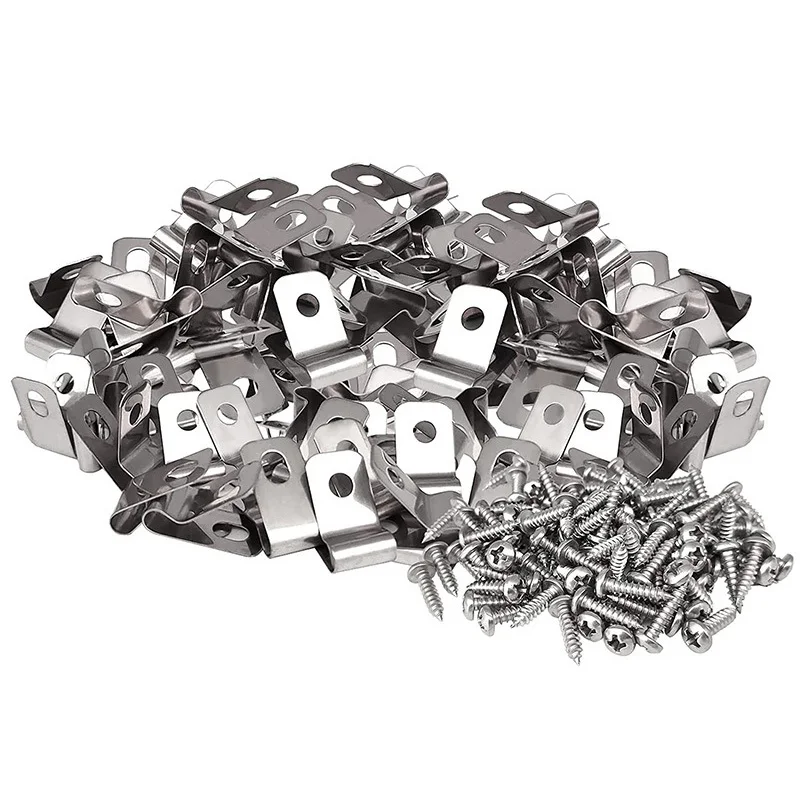 100/200Pcs Fence Wire Clamps Stainless Steel Fencing Mounting Clip Aluminum Fence Tightening Screws For Livestock Protection