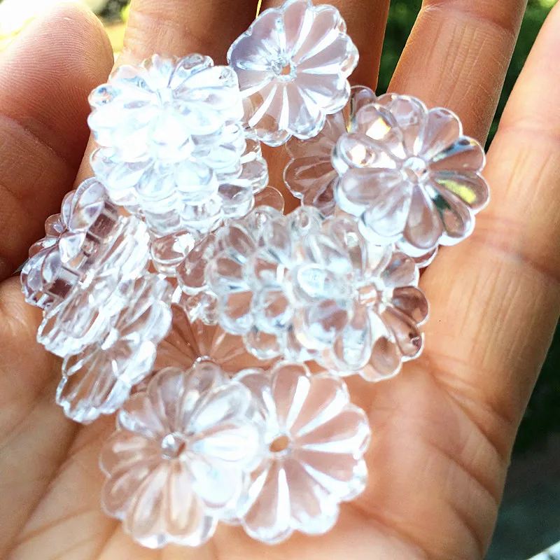 12Pcs 3Sizes Clear 16/20/25mm Glass Chandelier Light Flowers Decora DIY Jewelry Making Bead DIY Clothing Accessories