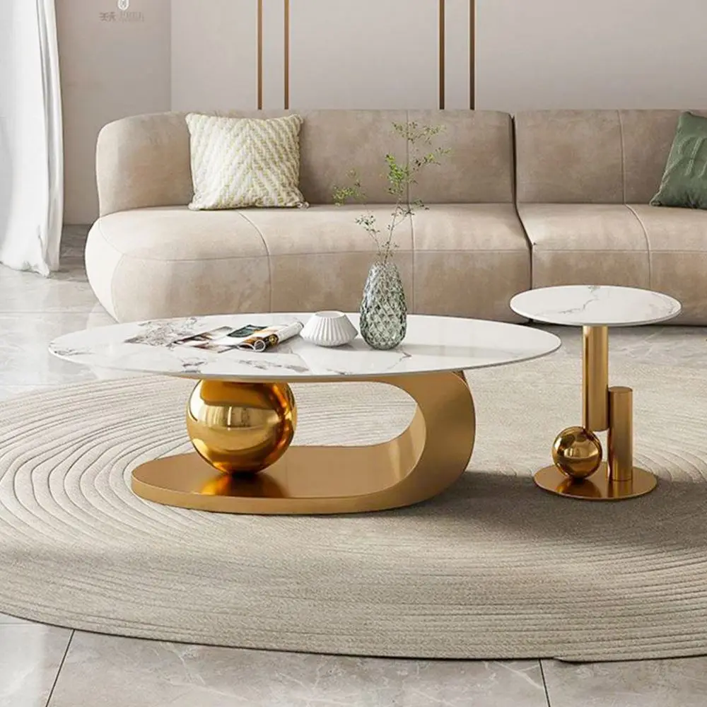 Movable Center Small Retro Metal Simple Round Nordic Portable Luxury Modern Coffee Tables for Living Room Bed Side Table Bedroom