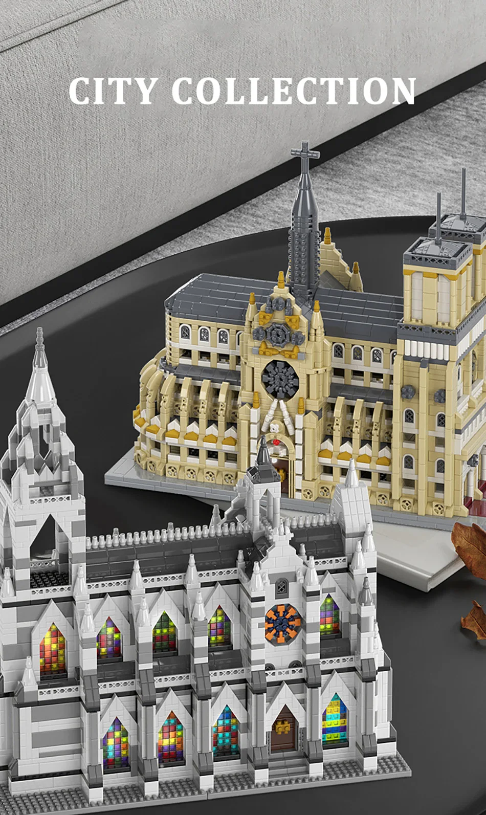 Stadt Weltberühmte architektonische Kölnischwasser-Kathedrale Mikrosteine Bausteine Street View Notre-Dame de Paris Konstruktionsspielzeug – Detail 1