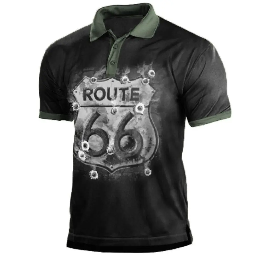 Summer Motorcycle Printed Men's Vintage Polo Shirt.