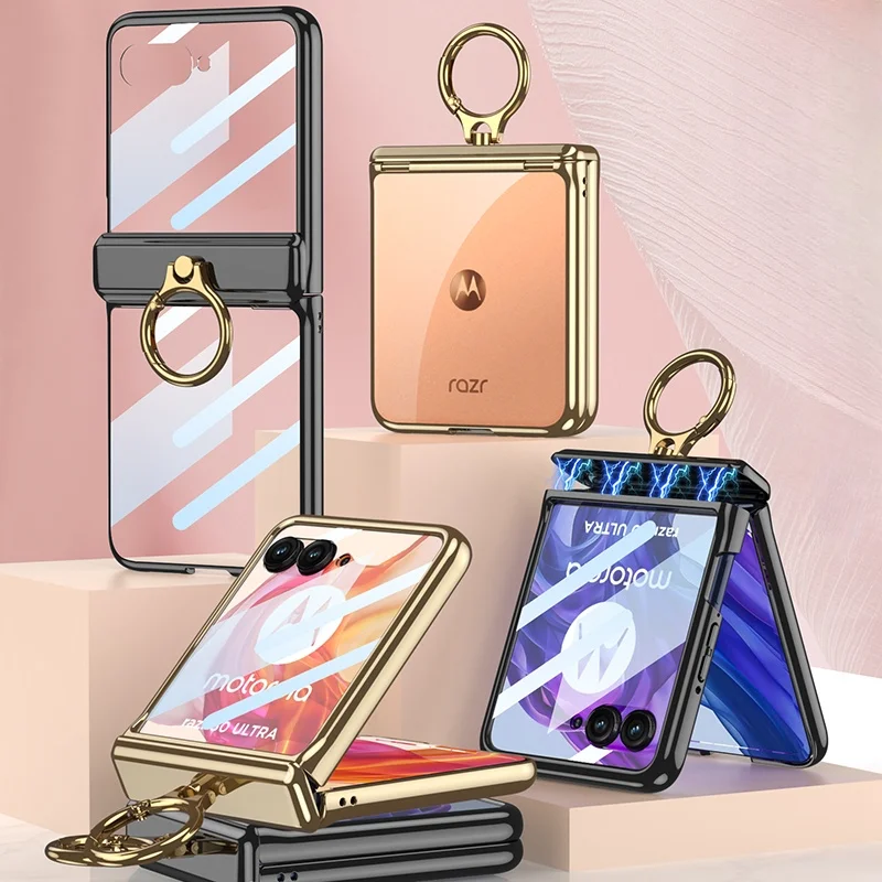 Enhanced Electroplated Magnetic Ring Holder Phone Case with Hinge Protection
