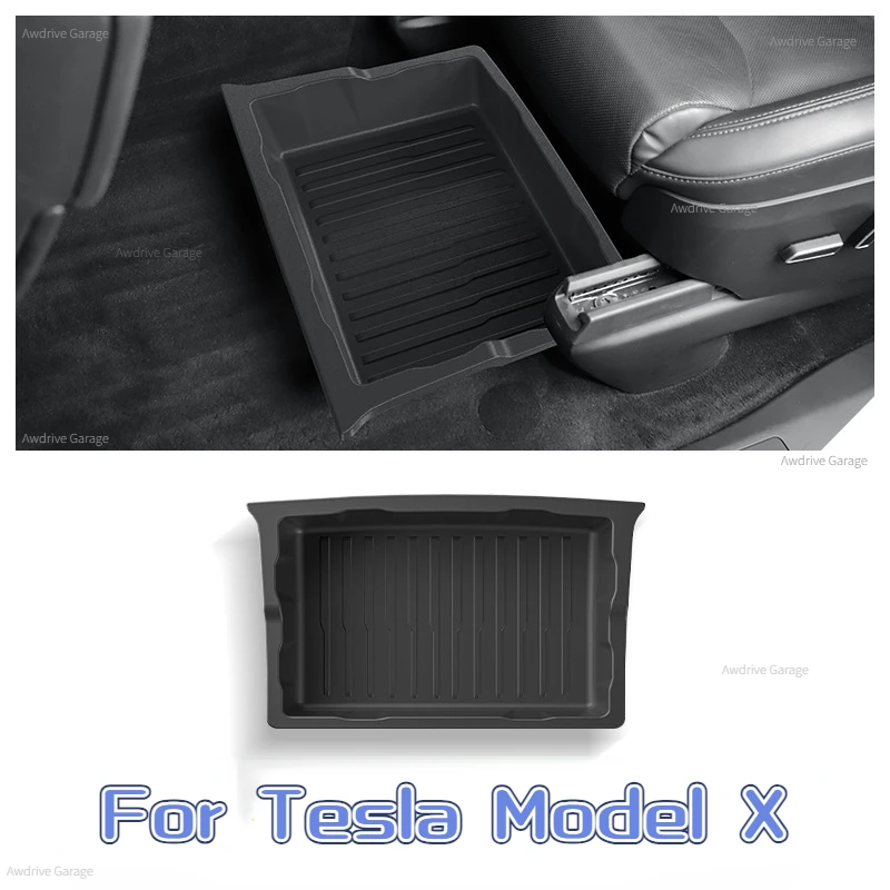 

Under Seat Storage Box for Tesla Model X Car Seats Drawer TPE Hidden Storage Box Push Pull ModelX Car Interior Accessories 2023