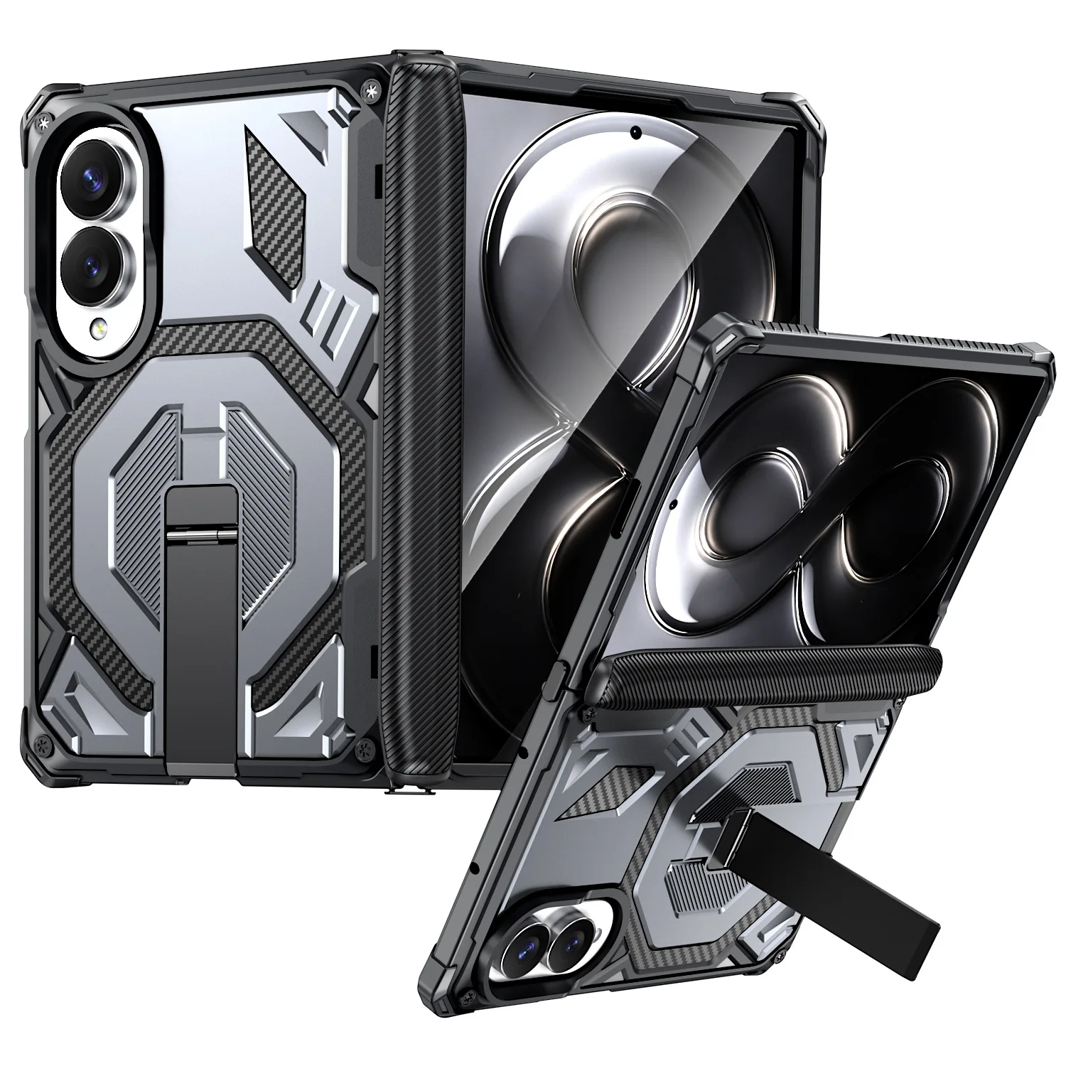 Foldable Phone Case with Magnetic Attachment and Built-in Stand - Drop-Resistant Protection Cover