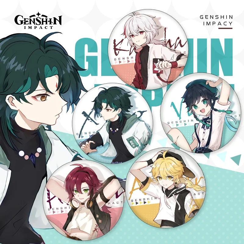 

Game Genshin Impact Venti Xiao Kaedehara Kazuha Aether Discworld teen Series Cosplay Cartoon Badge 58mm Frosted star flash