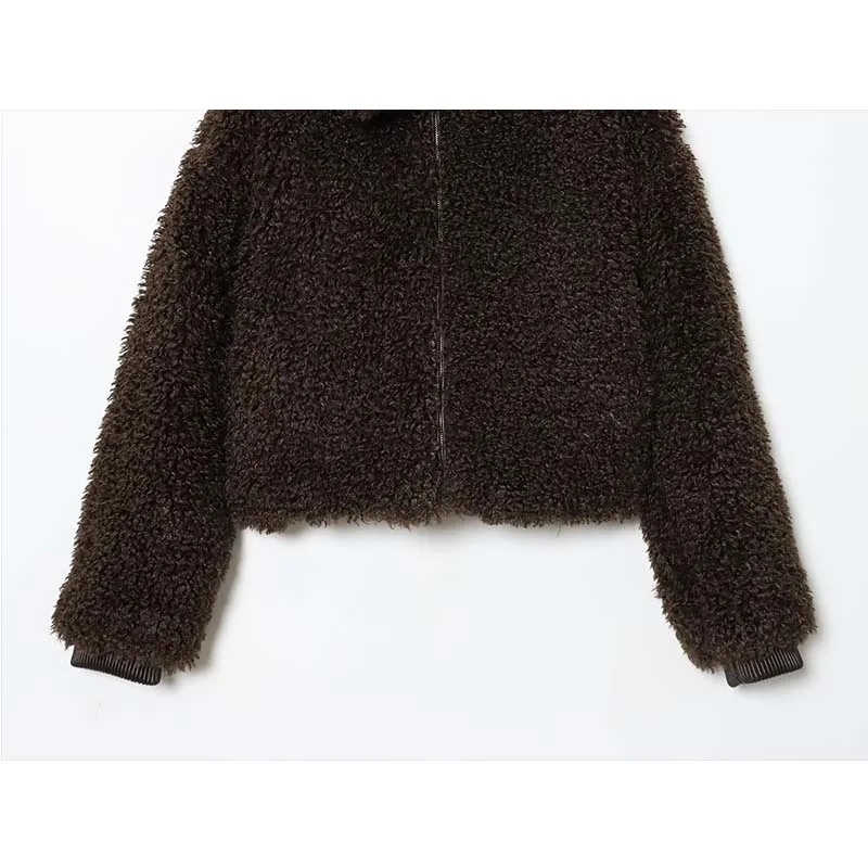 2025 Winter Fleece Short Coats For Women Chic Street Warm Fur Jacket Female Fashion Thicken Long Sleeve Zipper New Outerwear