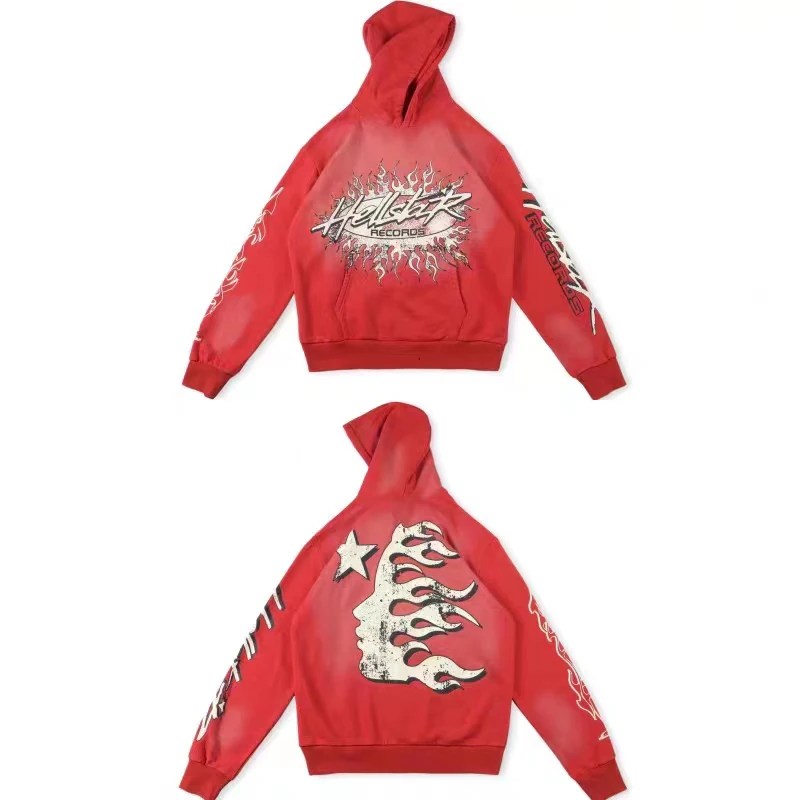 

2023Red Hellstar Records Hoodie Men Women Graphic Hellstar Hoodie Pullovers Vintage Sweatshirts