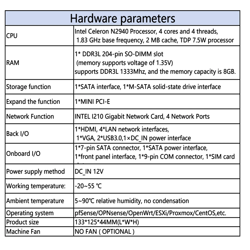 Topton 4 LAN Fanless Firewall Mini PC Intel Celeron N2940 Pentium J5005 ...
