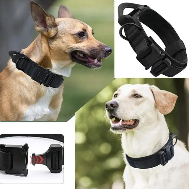 Adjustable Tactical Dogs Collar Traction Rope Military Pets Collars German Shepherd Training Medium Large Dog Pet  Accessories 2