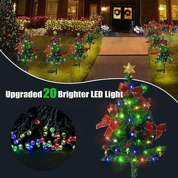 Solar Christmas Tree Light Solar Powered LED Multi-Color Outdoor Yard Decor Festive Holiday Decoration Accessory