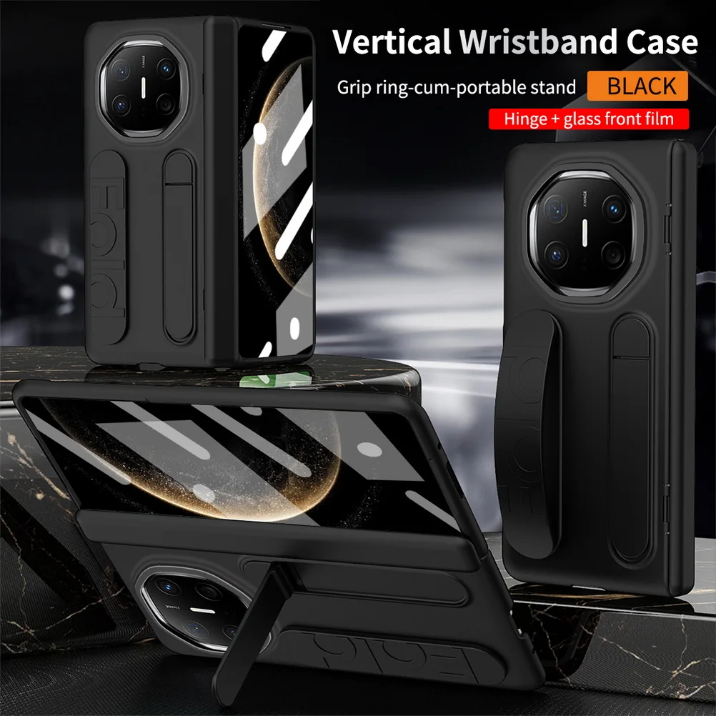 Multifunctional Kickstand Wrist Strap Folding Tempered Glass Protective Case