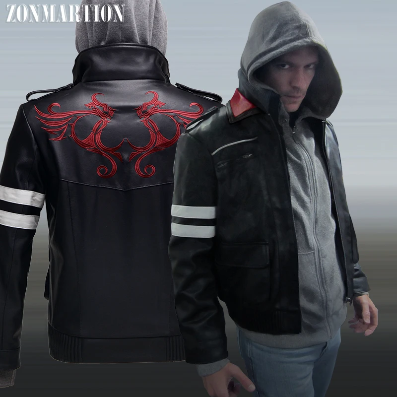 

High Quality New Prototype Alex Mercer Cosplay Costume Embroidered Jacket PU Leather Coat Halloween Costumes for Women and Men
