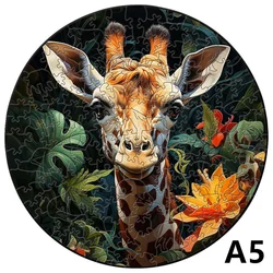 Round Wooden Animal Jigsaw Puzzle - Elephant & Wolf Design - Educational Toy & Festival Gift (TT - YPAN - 6085 - 5)