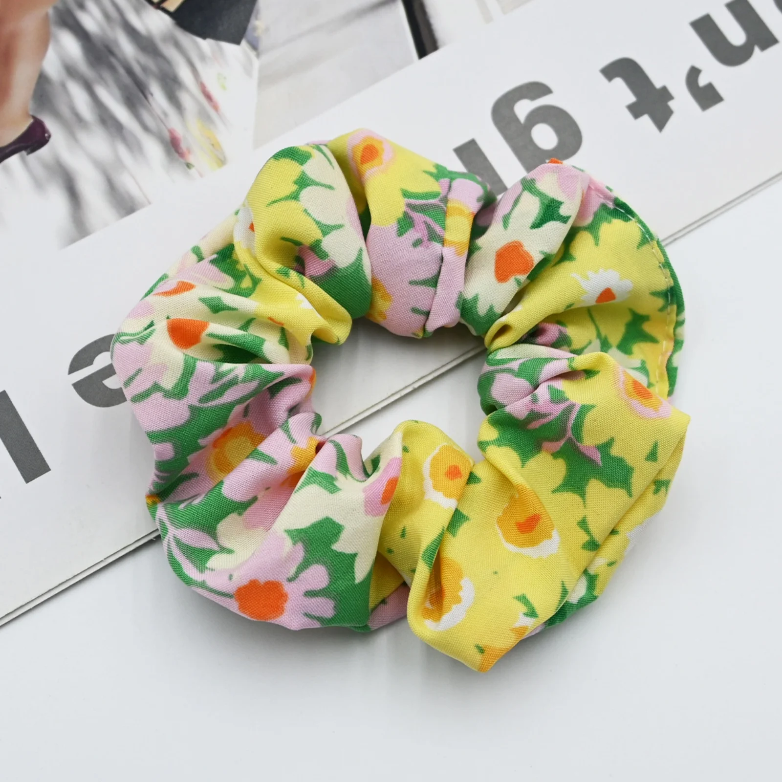 1PC Blue Series Hair Scrunchies Collection - 4 Styles (Floral/Striped/Checkered), Trendy Hair Accessories