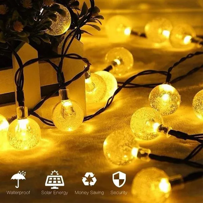 led solar string lights ip65 waterproof outdoor christmas decoration bulb retro holiday garland garden furniture fairy lamp 20 30 50 100 LED Outdoor Solar String Light 2.3cm Fairy Lights IP65 Waterproof Garland Christmas Decoration Wedding Lamp Garden