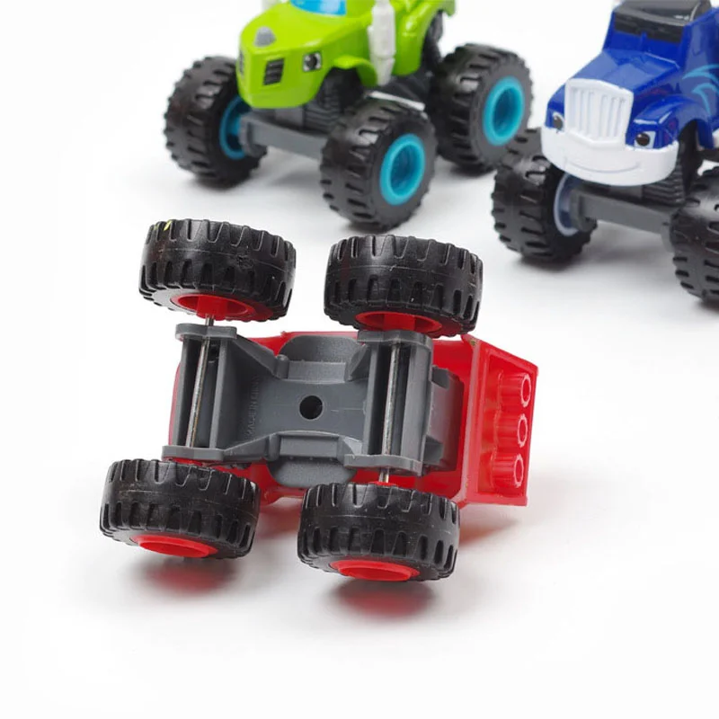 6Pcs Set Children Cartoon Machines Blaze Model Russian Classic Vehicles  Toys Monster Truck Racer Figure Kids Game Cars Gifts