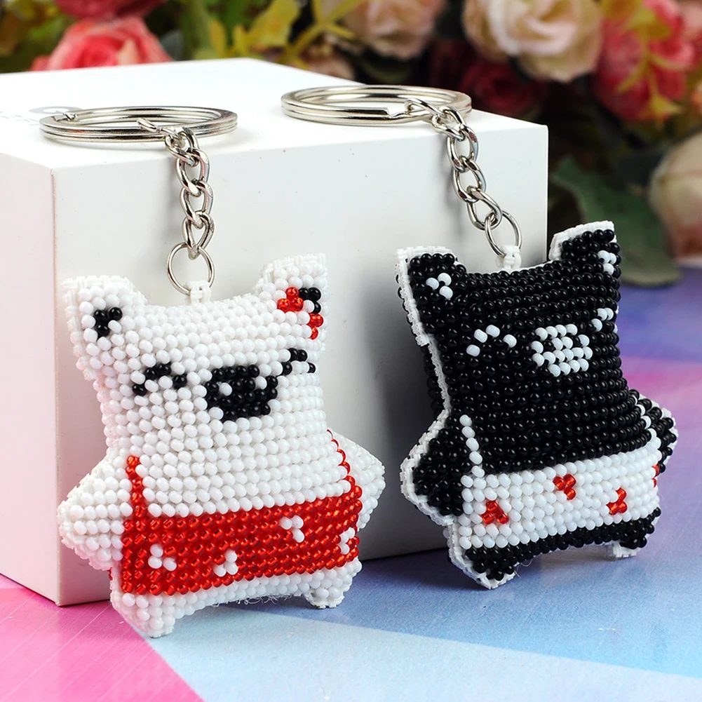 Mushroom Beaded Counted Cross Stitch Ornament Kit Exquisite Keychain Pendant Cross Stitch Making Kit for Adults Beginners