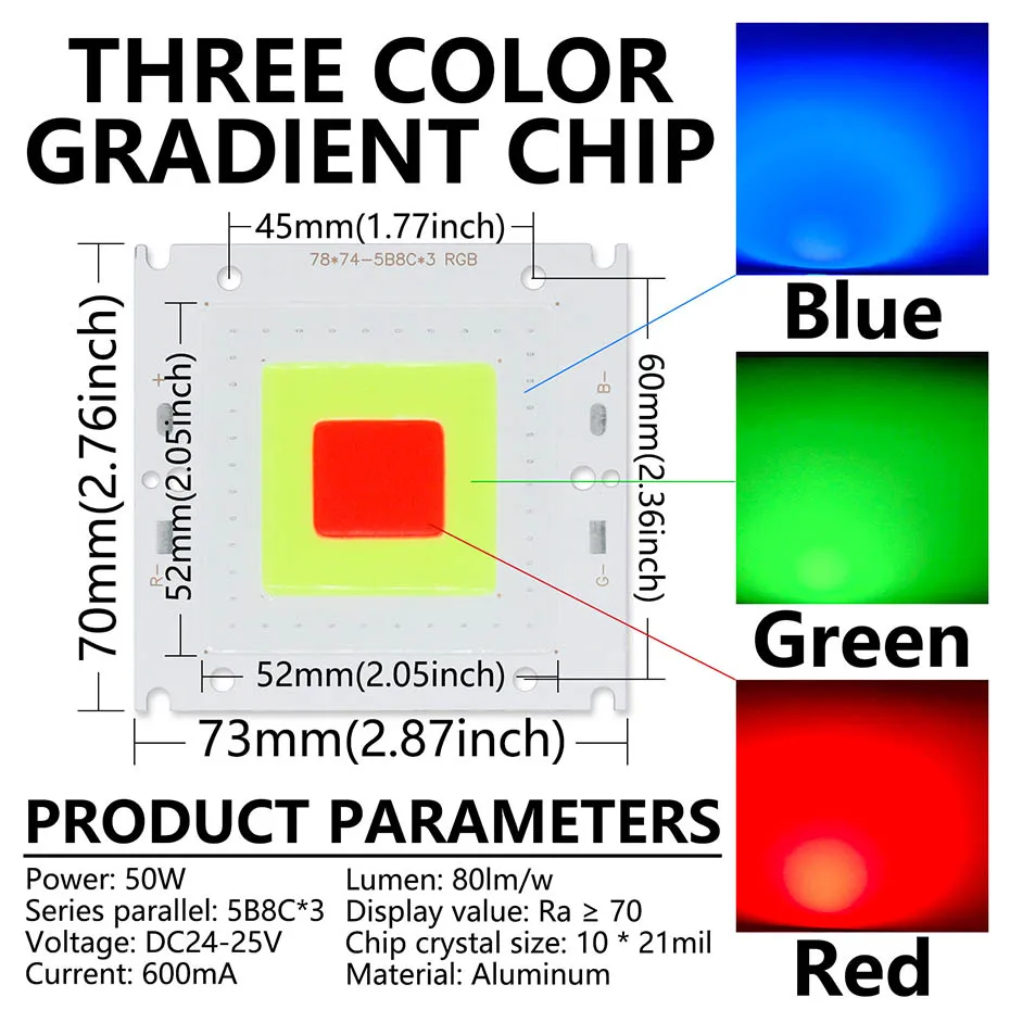 High Power 50W DC24-25V RGB Rot Blau Grün Bunte Quellen LED COB Chip DIY für Bühnenbeleuchtung Spotlight Lampe Urlaubsbeleuchtung – Detail 1