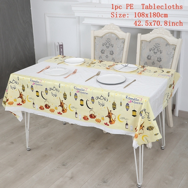 Mubarak Disposable Table Cloth Ramadan Decoration for Home EID Islamic Muslim Party Supplie Ramadan Kareem Eid Al Adha Gifts